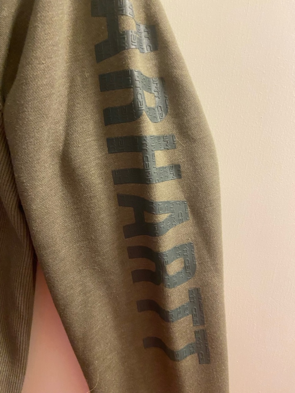Carhartt Olive Crewneck Sweatshirt with Sleeve Logo - Picture 3 of 7